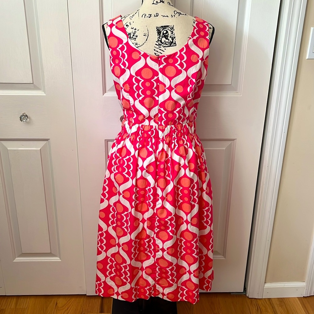Boden Beatrice Pink White summer dress size 10 Tall - Picture 2 of 8